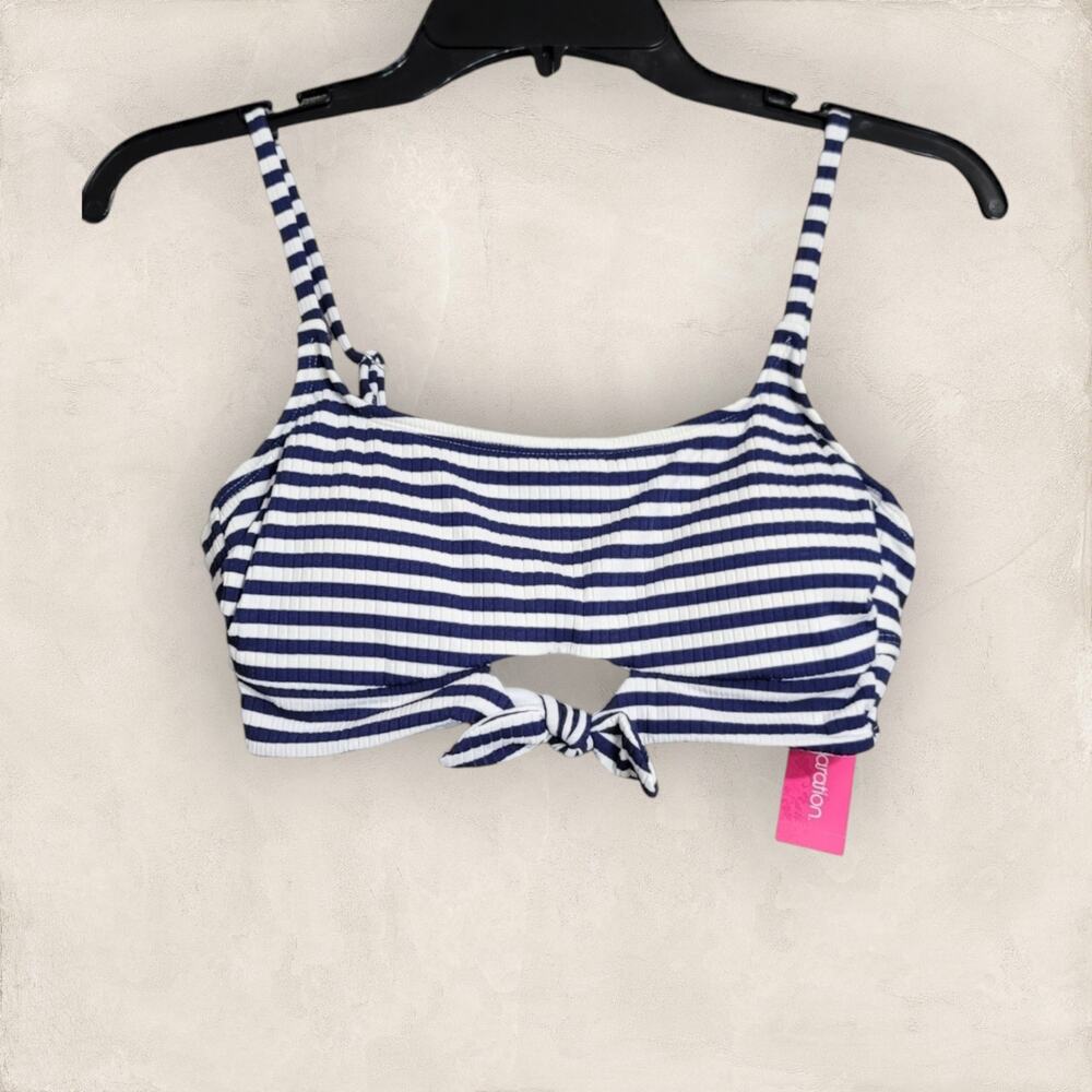 Xhilaration Blue White Striped Bikini Tops Size Large Juniors